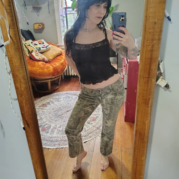 SOLD Mossy Oak Women's 8 Medium 29" Olive Green Realtree Camo Bootcut Pants - Picture 6 of 12